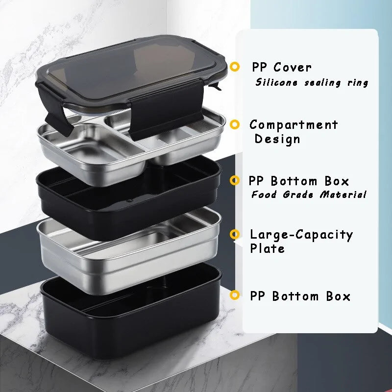 K0ala™ Stainless Steel Bento Lunch Box: Single or Double Layer