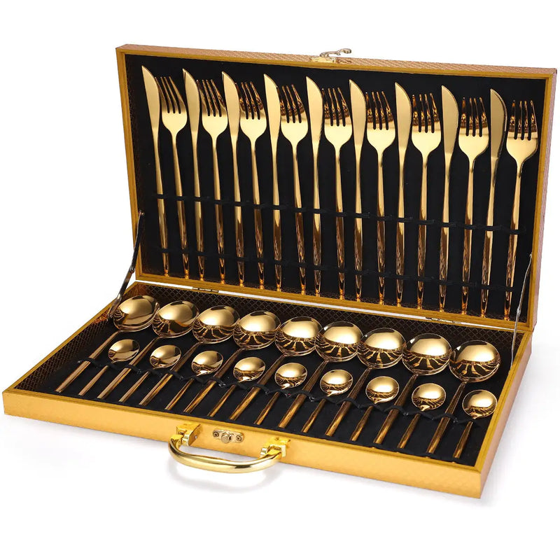 K0ala™ 24pcs Gold Stainless Steel Cutlery Set