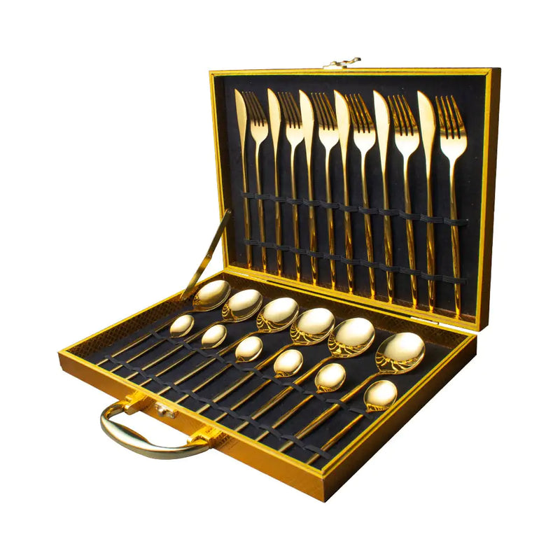 K0ala™ 24pcs Gold Stainless Steel Cutlery Set