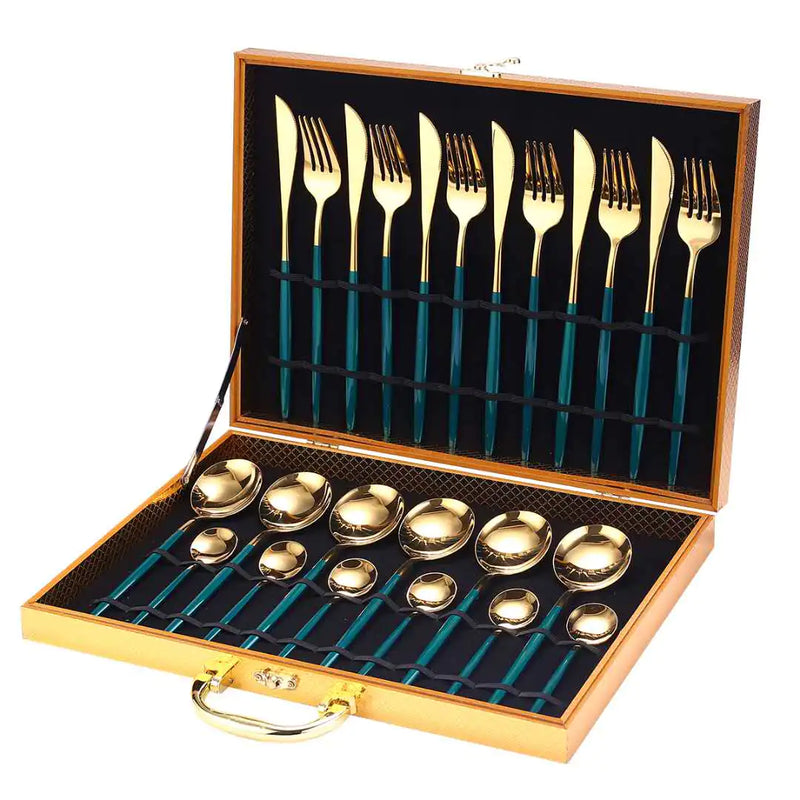 K0ala™ 24pcs Gold Stainless Steel Cutlery Set